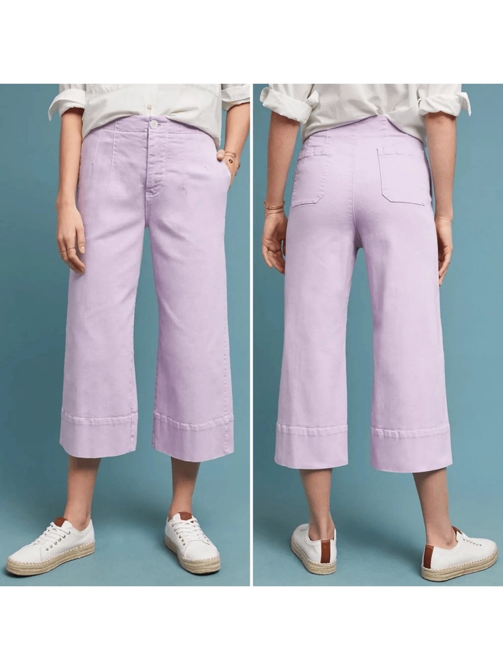 Pilcro Anthropologie Ultra High-Rise Wide-Leg Jeans in Lilac 31
